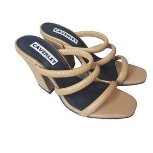 Caverley Tan Block Heels Size 37 Minimalist Y2K Date‎ Night Neutral Chic Classic